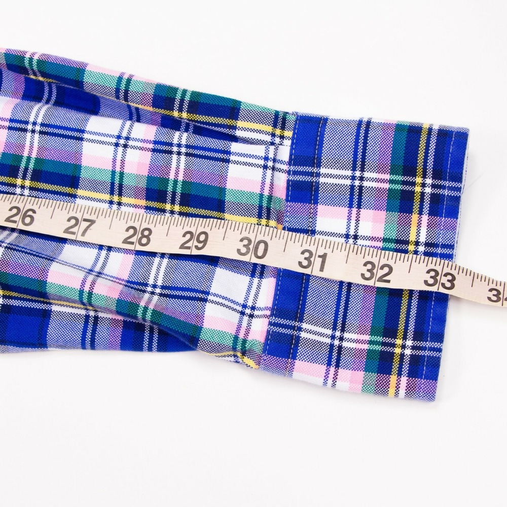Charles Tyrwhitt Slim Fit Mens M Blue Plaid Oxford LS Button Front Weekend Shirt - Picture 8 of 9
